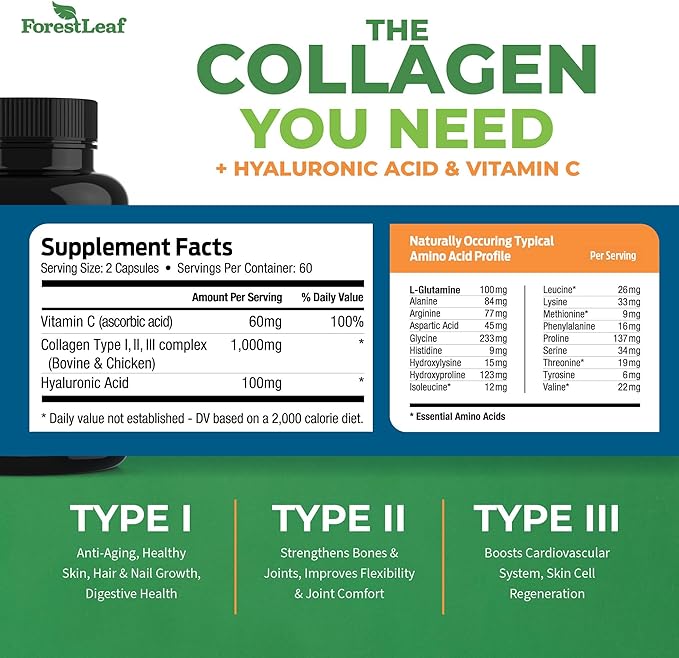 ForestLeaf Collagen Supplements Bundle - 2-in-1 Hydrolyzed Collagen Peptides Powder and Collagen Pills - Grass Fed Bovine Collagen for Women and Collagen for Men