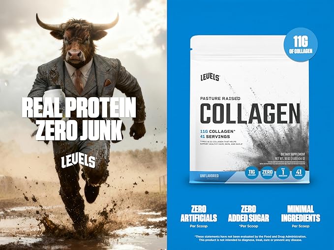Levels Collagen Peptides No Artificial Ingredients 11G of Collagen Unflavored 1LB