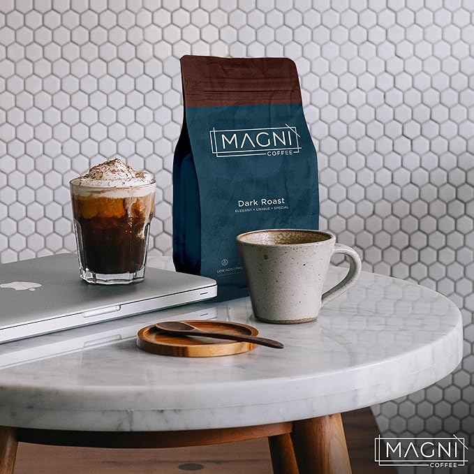 Magni Coffee – Organic Whole Bean Coffee Dark Roast Low Acid Single Origin – Fair Trade – Third-Party Tested for Mycotoxins &amp Pesticides – 12 oz