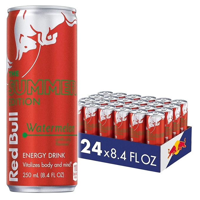 Red Bull Red and Yellow Edition Watermelon and Tropical Energy Drink Bundle 8.4 Fl Oz 48 Cans