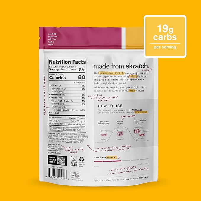 Skratch Labs Hydration Sports Drink Mix – Real‑Fruit Electrolyte Powder for Fast Hydration &amp Endurance | Passion Fruit Orange Guava | 60 Servings | Vegan Non‑GMO Clean Ingredients
