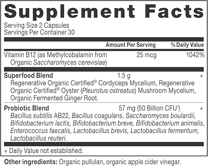 Ancient Nutrition Regenerative Organic Certified Probiotics for Metabolism Support Healthy Digestion and Immune System Function Support 50 Billion CFUs* Per Serving 60 Count