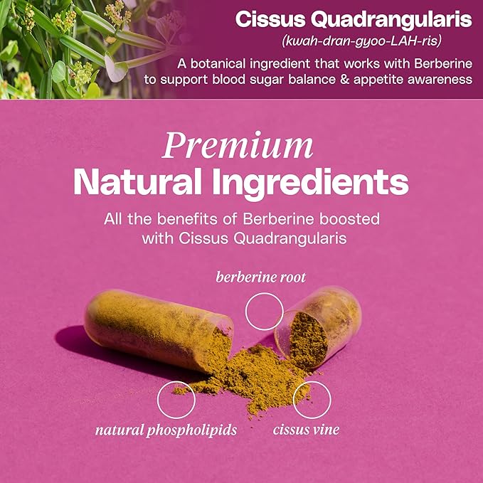 Premium Berberine Supplement Body Composition 60 Capsules - with Cissus Quadrangularis &amp Berberine Phytosome - Supports Overall Wellness