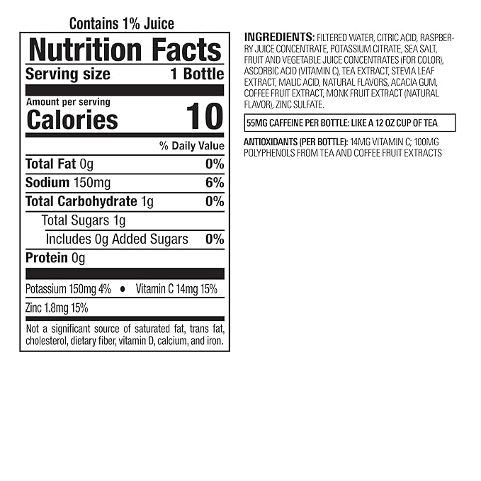 Bai Antioxidant Infused Water Beverage Raspberry Lemon Lime with Vitamin C and No Artificial Sweeteners 18 Fluid Ounce Bottle 12 Pack