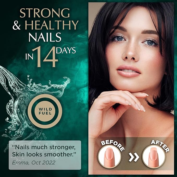 WILD FUEL Liquid Collagen Peptides with Biotin Vitamins for Hair Skin and Nails - 30000mcg Biotin and Collagen Liquid for Women and Men - Lemon Flavor up to 2-Month - 2 oz