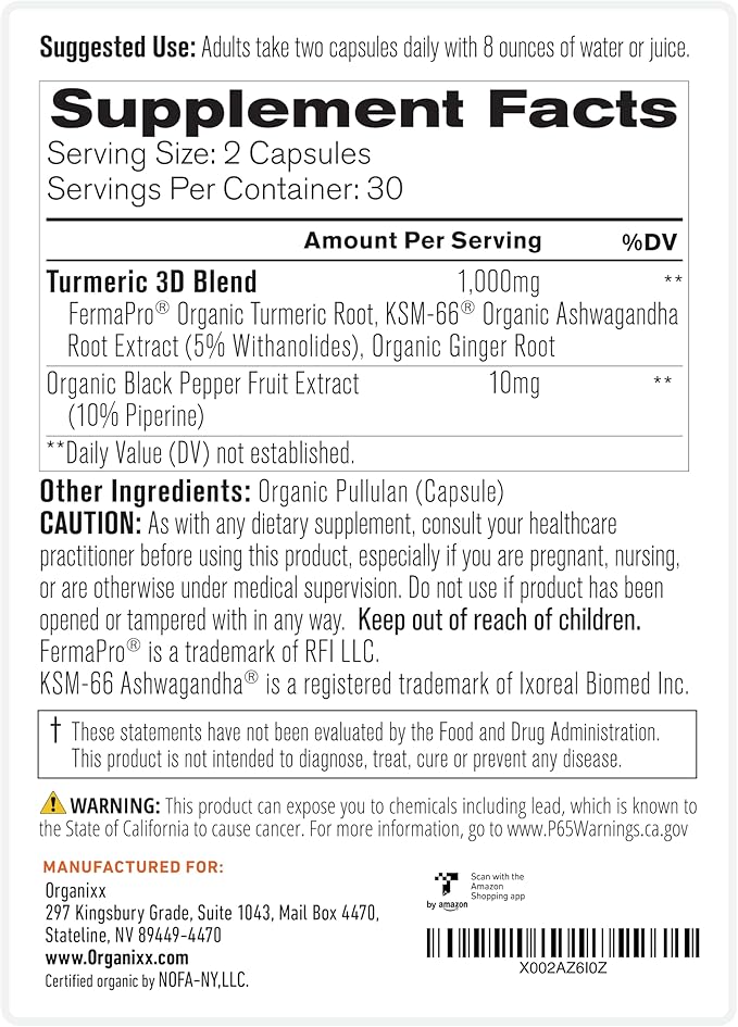Organixx Clean Sourced Collagens (20 Servings) &amp Turmeric 3D (60 Caps) Bundle Collagen Protein Organic Turmeric Ginger &amp Ashwagandha Supports Joints Skin Hair Nails &amp Immune Health