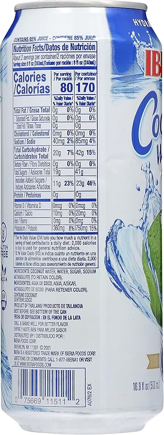 Iberia Coconut Water No Pulp 16.91 Fl Oz (Pack of 24)