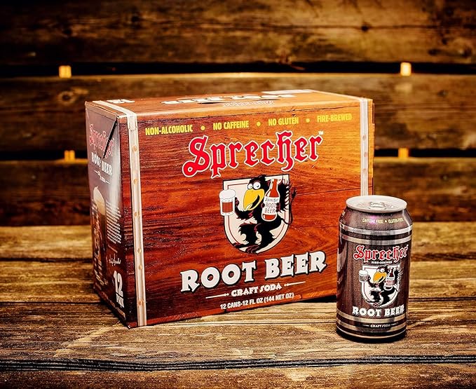 Sprecher Fire-Brewed Root Beer in 12 Fl Oz Cans (12 Pack) Craft Soda Made with Real Honey Rich &amp Creamy Flavor.