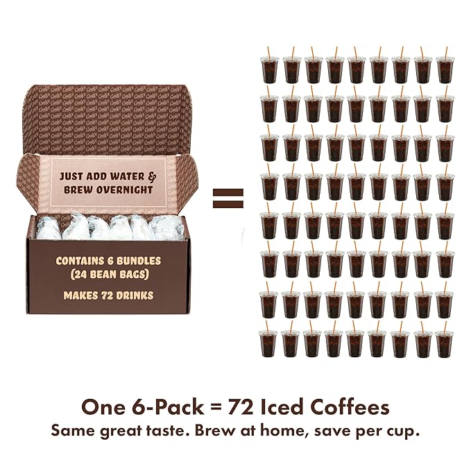 GRADY’S COLD BREW New Orleans Style 100% Arabica Ground Coffee &amp Chicory Pouches SIX Bundles of 4 Easy-to-Brew Bean Bags Makes 72 drinks