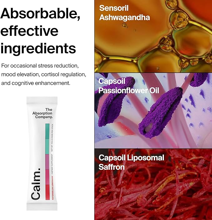 Calm Drink Mix - Supports Cortisol Regulation - Watermelon Lemonade &amp Electrolyte Powder - Workout Recovery &amp Hydration - Mango Lemonade &amp Sleep Aid Powder - Improve Sleep Quality - Chamom