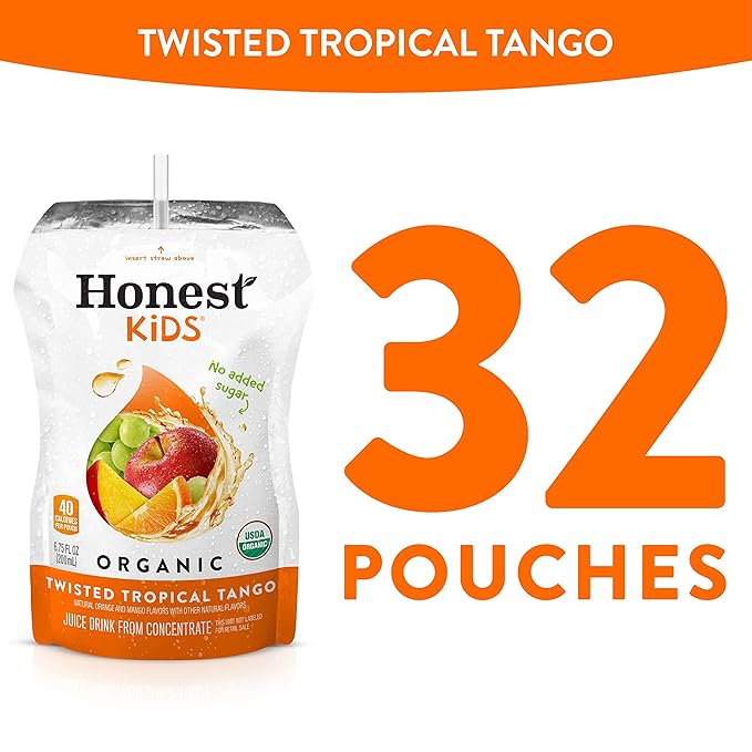 Honest Kids Tropical Tango Punch Organic Fruit Juice Drink 6.75 fl oz (32 Pack)