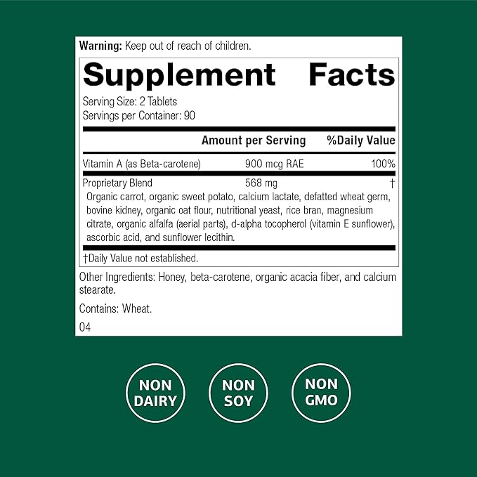 Standard Process Cataplex A - Supports Eye Health &amp Mucous Membranes - Supports Healthy Vision &amp Provides Antioxidant Vitamin A - Non-Dairy &amp Non-Soy - 180 Tablets