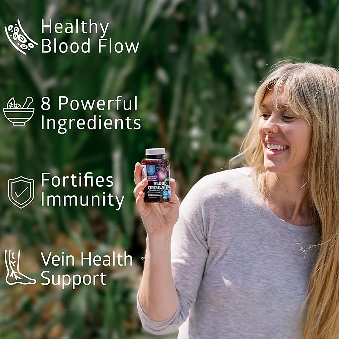 Number One Nutrition Premium Blood Circulation Supplement for Women and Men [8 Powerful Herbs &amp Vitamins] All Natural Blood Flow Supplement with Hawthorn Butchers Broom and Cayenne Pepper 90 Cap