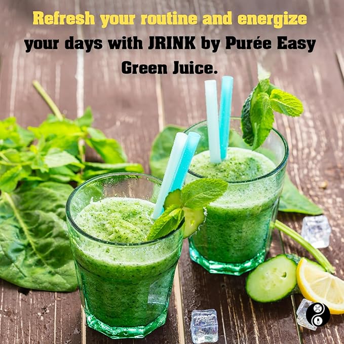 JRINK by Purée Daily Green Juice Cold Pressed Organic Fruit and Vegetable Blend Detox Cleanse Healthy Raw Greens Drink No Preservatives Juice Cleanse 16oz HDPE Bottles Pack of 18
