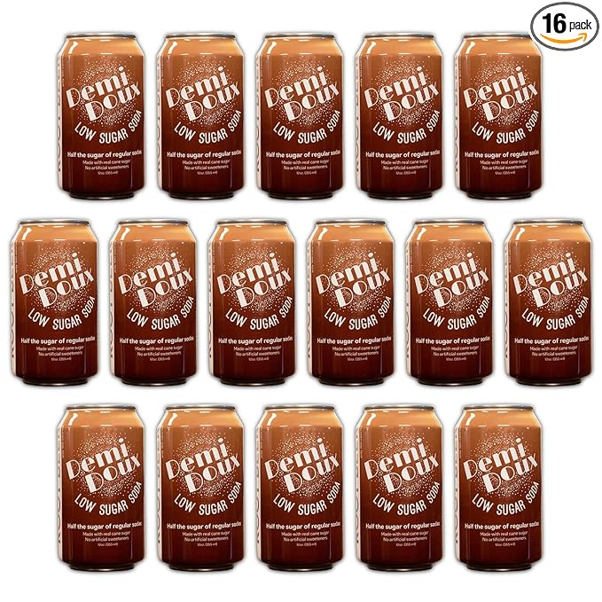Demi Doux Low Sugar Soda - Low Sugar Soft Drink No Artificial Sweeteners (Root Beer 16-pack)