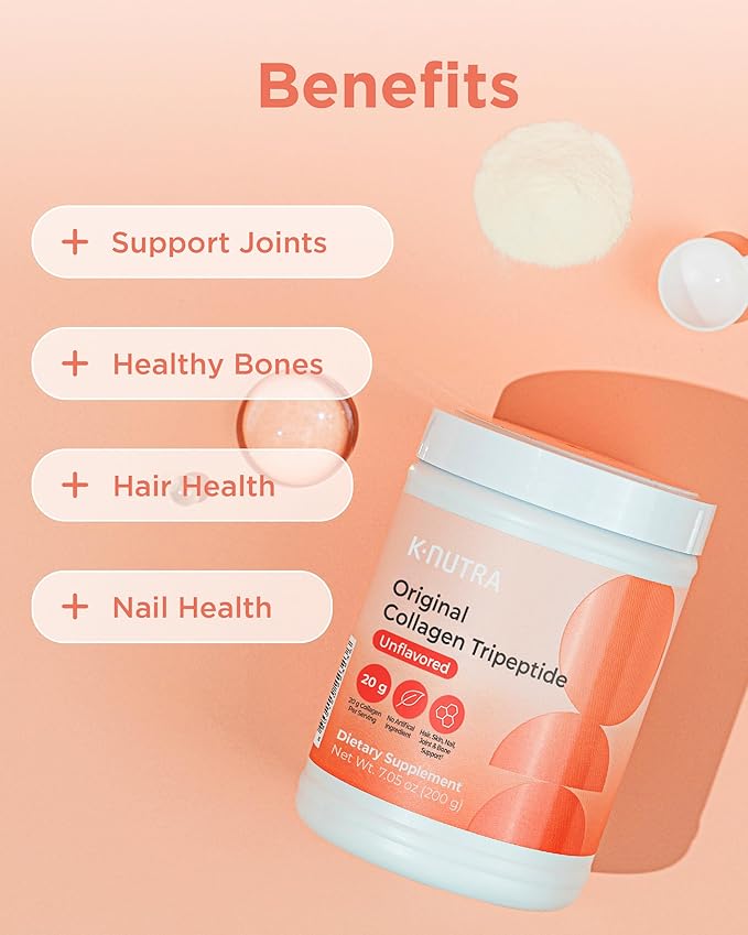 K-Nutra Original Collagen Tripeptide | 200g (7.05oz) | 100% Pure Freshwater Collagen Powder | 200X Absorption GPH | Helps Support Skin Hydration Hair &amp Nail Health