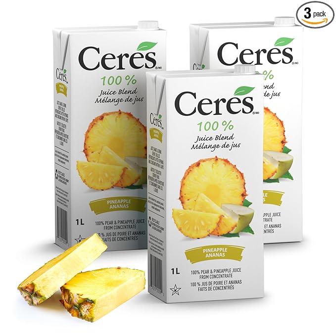 Ceres 100% All Natural Pure Fruit Juice Blend Pineapple - Gluten and Cholesterol Free Rich in Vitamin C No Added Sugar or Preservatives - 33.8 Fl Oz (3)