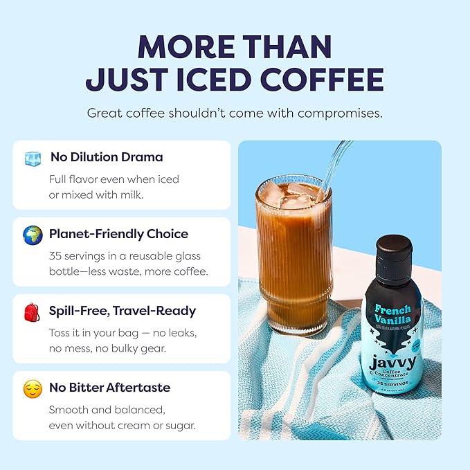 Coffee Concentrate - Cold Brew Coffee Perfect for Hot or Iced Instant Coffees Hot Drinks Cold Brew Concentrate 2 Pack - French Vanilla