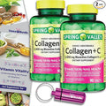 Spring Valley Highly Absorbable Collagen + Vitamin C Tablets Hair Skin Nail Health 2500 mg 90 Ct 2 pk (180 Total) + Vitamin Vitality &amp Pill Container (4 Items)!