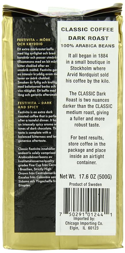Arvid Norquist Classic Coffee Extra Morkrost (Dark Roast) 17.6 Ounce