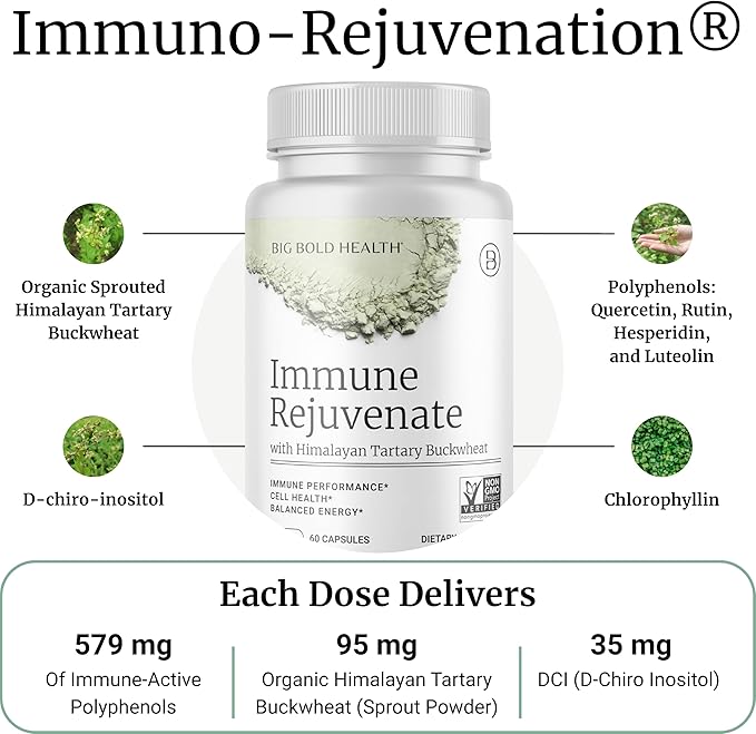 BIG BOLD HEALTH HTB Immune Rejuvenate - Polyphenols Supplement for Immune Support with Himalayan Tartary Buckwheat - Gluten Free Dairy Free Non-GMO Formula - 60 Vegetarian Capsules