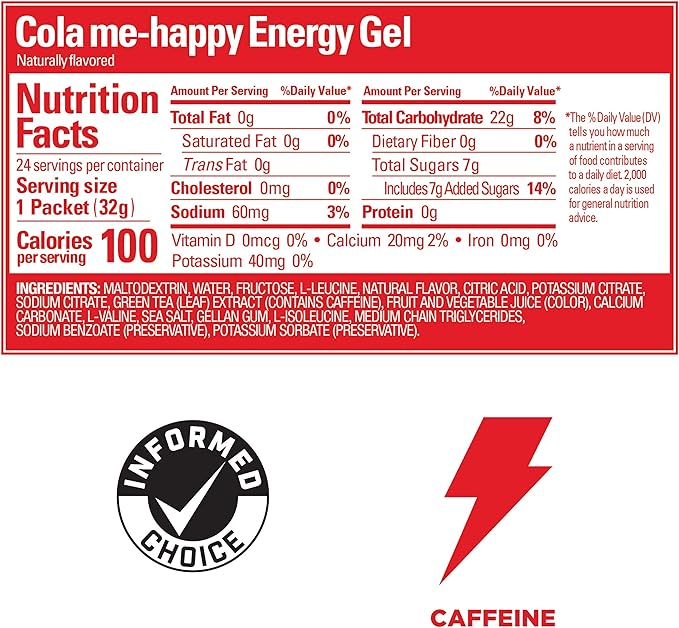 GU Energy Original Sports Nutrition Energy Gel Vegan Gluten-Free Kosher and Dairy-Free On-the-Go Energy for Any Workout 24-Count Cola Me-Happy