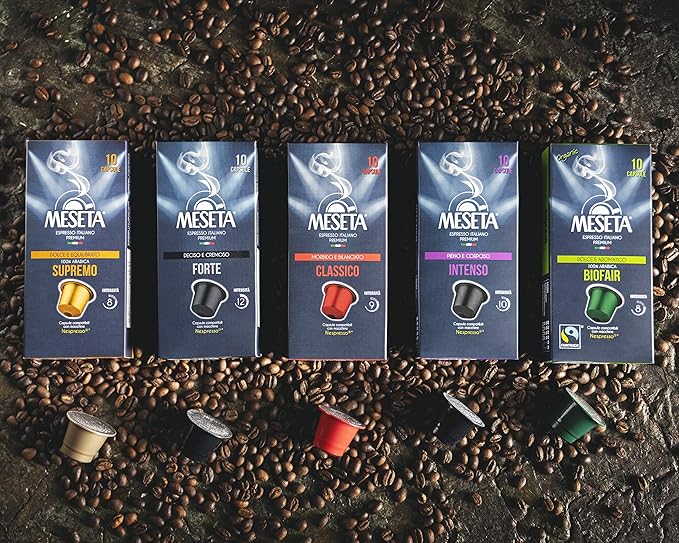 Meseta Supremo 100 Capsules of Gourmet Italian Espresso Compatible with Nespresso Machine.
