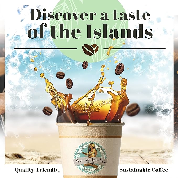 Hawaiian Paradise Coffee 100% Kona Coffee 8oz Bag Whole Bean Kona Roast Made in USA in Small Batches from Sustainably Grown Arabica Beans Pure Estates