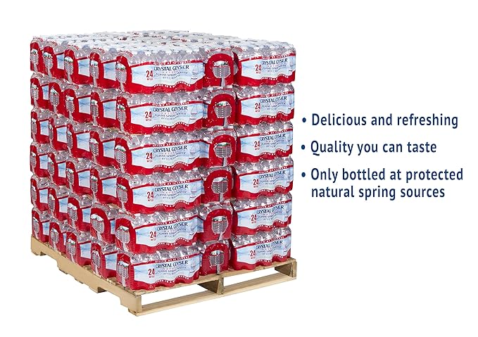 CRYSTAL GEYSER SINCE 1977 Pallet Of 84 Cases Of Alpine 100% Natural Spring Water 24 16.9oz bottlesper Case Bottled at The Source Clear (CGW24514PL)