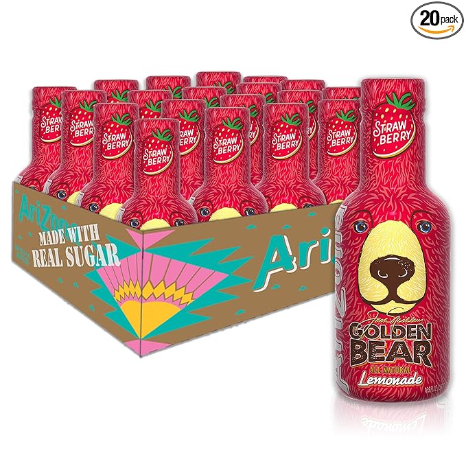 AriZona Golden Bear Strawberry Lemonade 16.9 Fl Oz (Pack of 20)