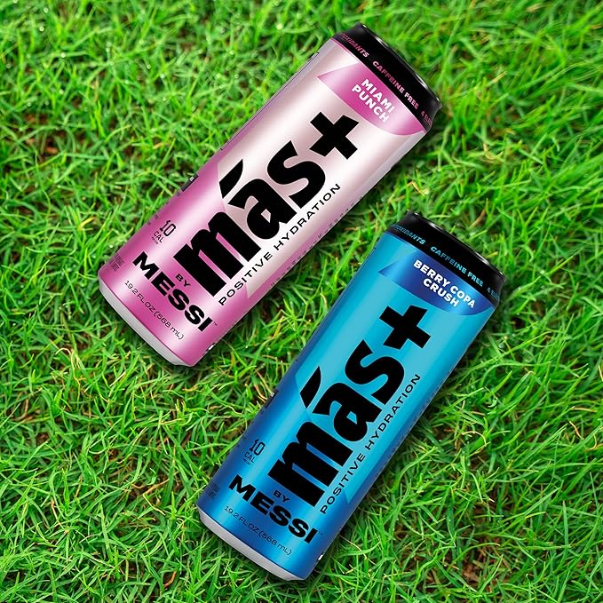 Más+ By Messi 19.2oz Berry Copa Crush Sports Drink &amp Hydration Beverage Natural Flavors with Vitamins and Electrolytes No Artifical Sweeteners or Colors 12-pack