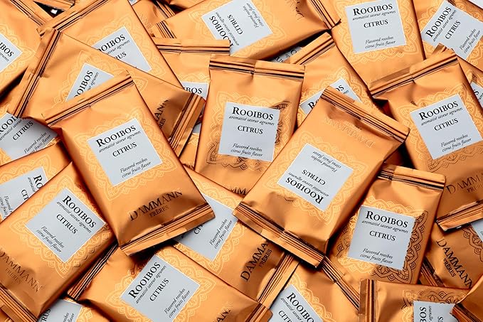 Dammann Freres Sachets Rooibos Citrus Tea Bags Premium Gourmet Notes of Lemon Clementine and Orange Tea Individually Wrapped 24 Count (Single Pack)