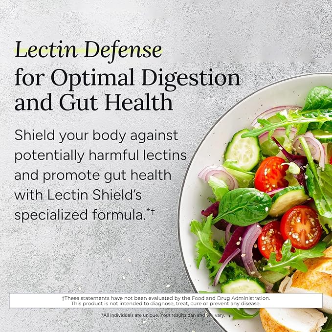 Gundry MD® Lectin Shield Gut Health and Digestion Supplement Helps Block Potentially Harmful Lectins Supports Digestive Comfort and Intestinal Health 30 Day Supply