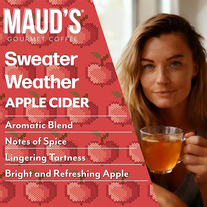 Maud's Hot Apple Cider Pods 48 ct Single Serve Pods – Spiced Apple Cider Flavored Pod Compatible with Keurig K Cups Maker