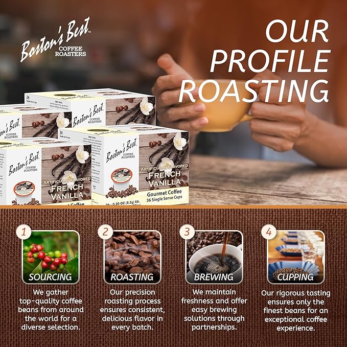 Boston’s Best - French Vanilla Medium Roast Gourmet Coffee Delicious Flavored Compatible with Keurig Coffee Maker 1 Count (144 Single Serve Cups)
