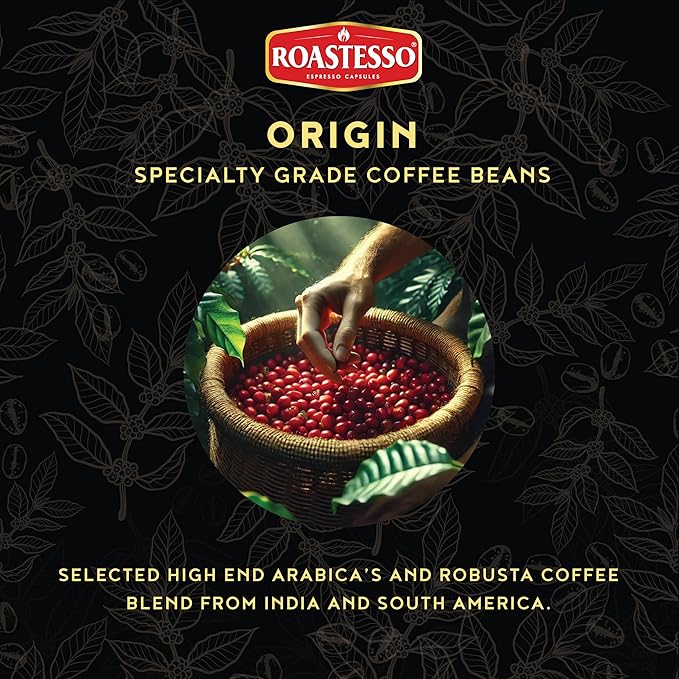 Roastesso Espresso Capsules Hioncaff Intensity 10 Compatible with Nespresso Original Machines High Caffeine Dark Roast Ristretto Single Serve Recyclable Coffee Pods (80 Count)