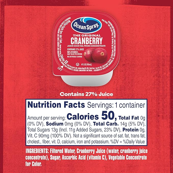 Ocean Spray Cranberry Juice Cocktail Cups 4 Ounce (Pack of 48)