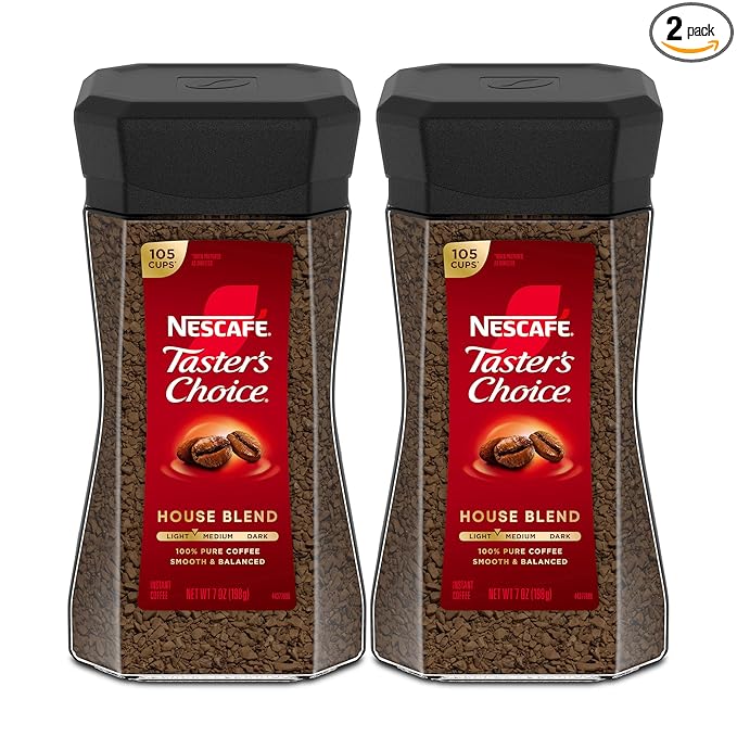 NESCAFÉ Taster's Choice Instant Coffee Light Medium Roast House Blend 2 Jars (7 Oz Each)