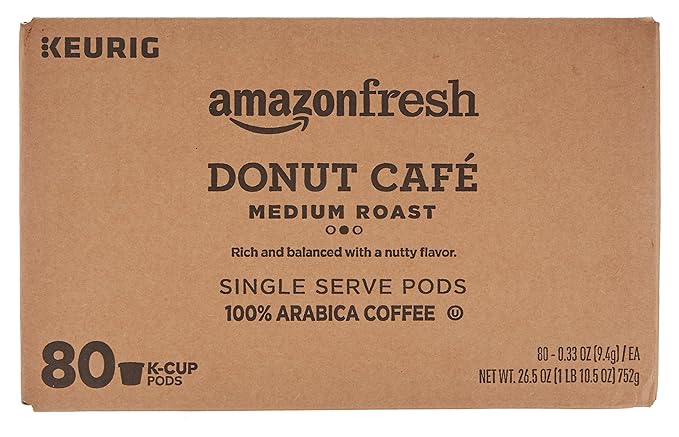 AmazonFresh Donut Cafe 80 Ct. K-Cups Medium Roast Keurig K-Cup Brewer Compatible