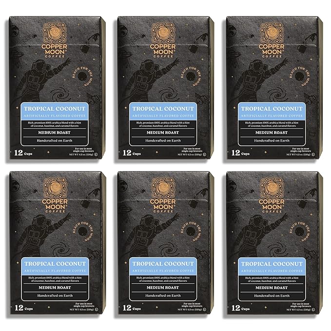 Copper Moon Single Serve Coffee Pods For Keurig K-Cup Brewers Medium Roast Tropical Coconut Blend 72 Count