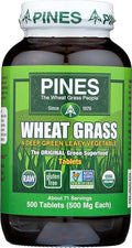 Pines Organic Wheat Grass 500 Count Tablets