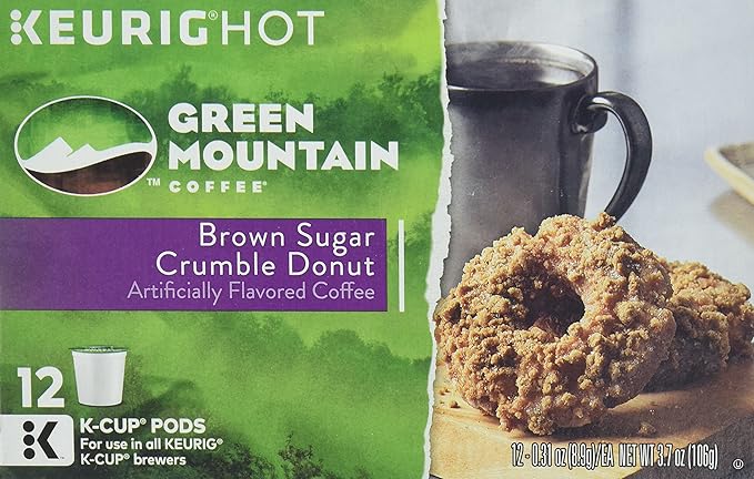 GREEN MOUNTAIN Coffee Keurig K-Cups Brown Sugar Crumble Donut 3.7 Ounce 12 ct