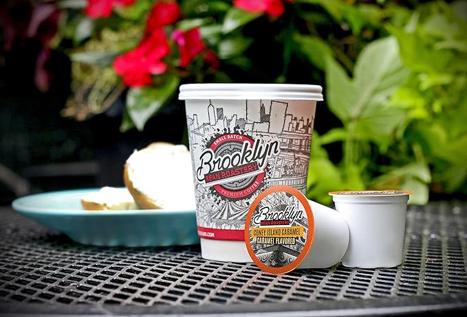 Brooklyn Beans Caramel Flavored Coffee Pods Compatible with K Cup Brewers Including 2.0 Coney Island Caramel 24 Count