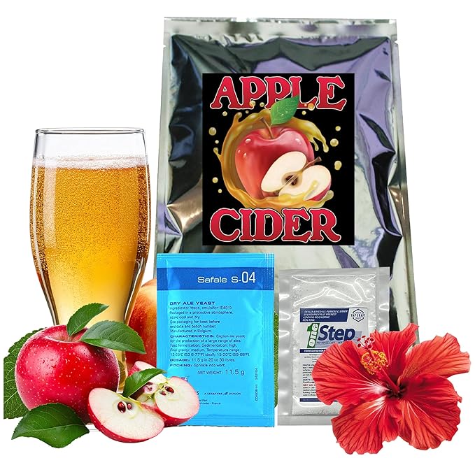 Apple Hibiscus Cider Recipe Kit – 5-Gallon - Made with 100% Apple Juice Concentrate &amp Real Hibiscus – No Sugar Needed – Homebrew Hard Cider Kit