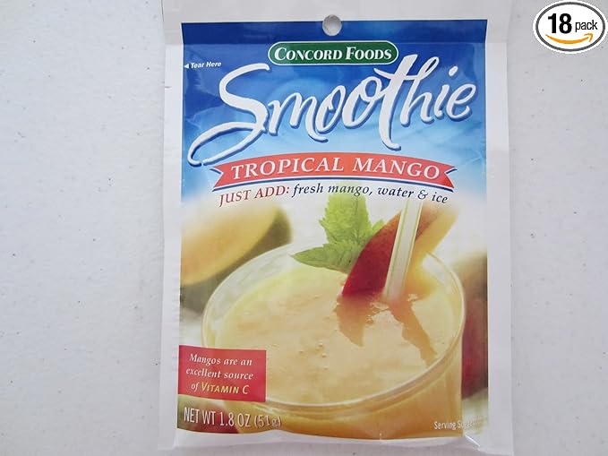 Concord Tropical Mango Smoothie Mix 1.8-Ounce Packages (Pack of 18 )