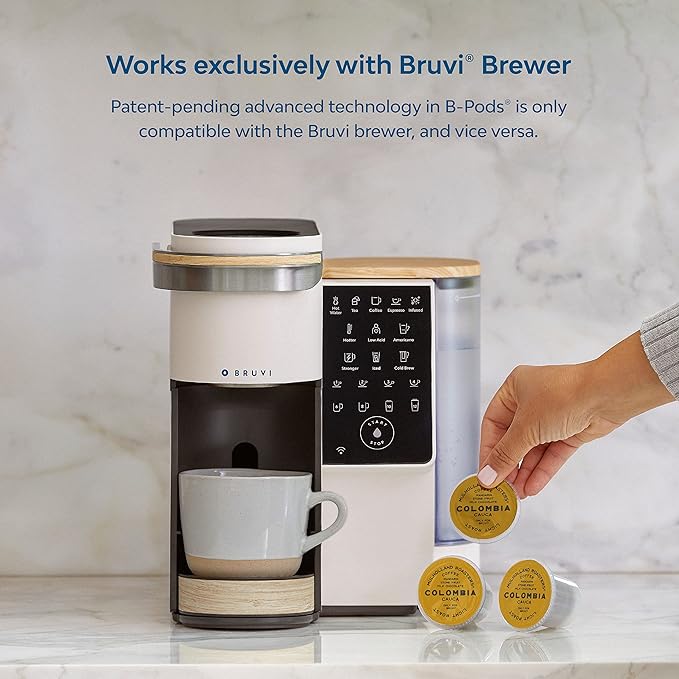 Mulholland Roasters | Colombia Coffee B-Pods | Only Compatible with Bruvi Coffee Brewer | Includes 60 Pods
