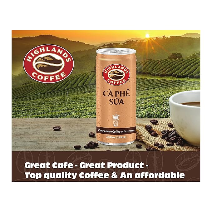 Highlands Coffee CÀ PHÊ SỮA Vietnamese Coffee with Condensed Milk│7.9 oz Can (6/12/24 Count) Bundle Pack│No.1 Vietnamese Coffee│Super-Smooth Premium Quality Iced Milk Coffee with Saltation Thank You C
