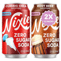 Nixie Organic Zero Sugar Soda Classic Cola &amp Root Beer 0 Sugar 0 Calories Healthy Soda Pop Non-GMO 12oz Cans (24 Pack)