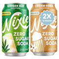 Nixie Organic Zero Sugar Soda Ginger Ale &amp Cream Soda 0 Sugar 0 Calories Healthy Soda Pop Non-GMO 12oz Cans (24 Pack)