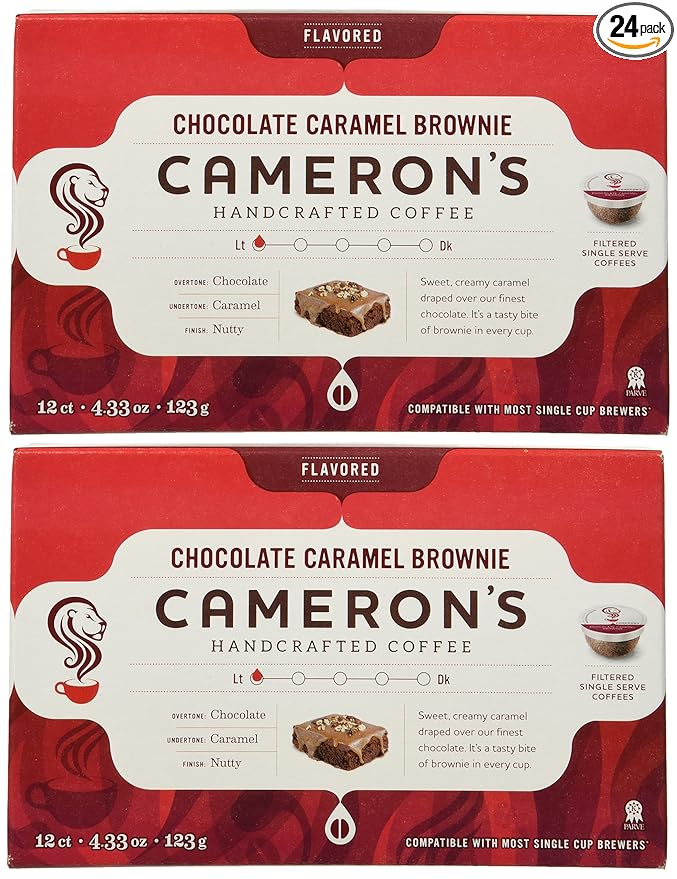 CAMERON'S CHOCOLATE CARAMEL BROWNIE COFFEE 24 SINGLE SERVE CUPS